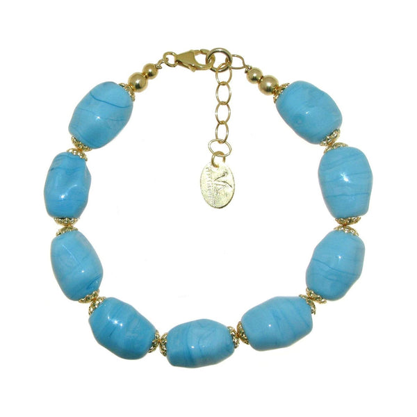 Passante per bracciale blu maculato vetro Murano e argento 925 Passante per bracciale blu maculato vetro Murano e argento 925