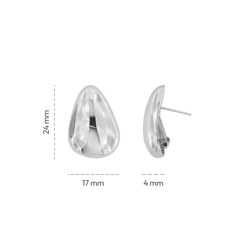 Orecchini A Perno In Argento Sterling 925 – Forma A X Bombata – Chiusura A Farfallina – Leggeri 0,46 G
