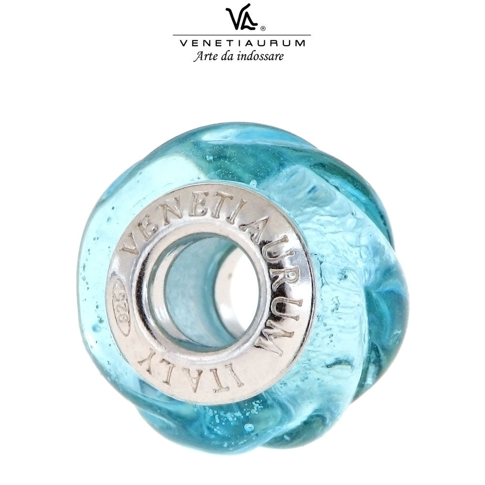 MATERIA 925 argento Murano perline colore blu in vetro di Murano charm con strass ddeco Element turchese #1041 MATERIA 925 argento Murano perline colore blu in vetro di Murano charm con strass ddeco Element turchese #1041