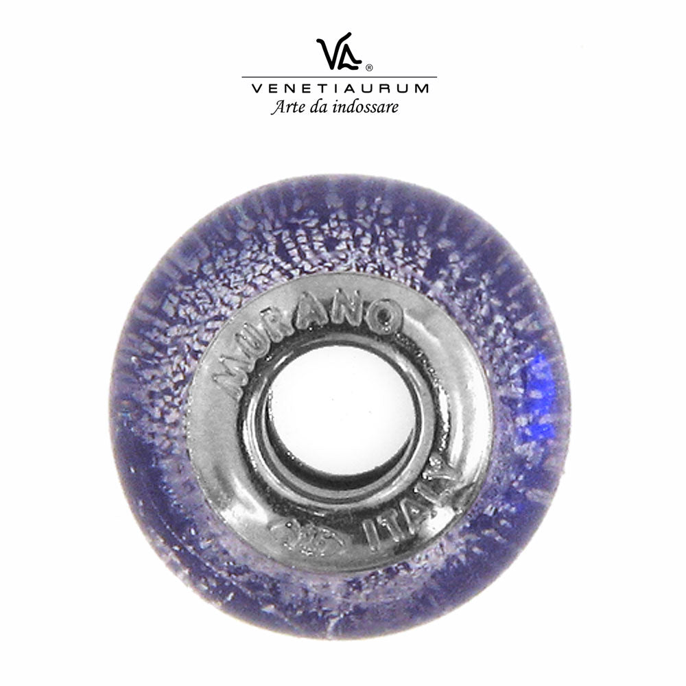 Charm Viola in vetro di Murano con foglia argento | linea Italia
