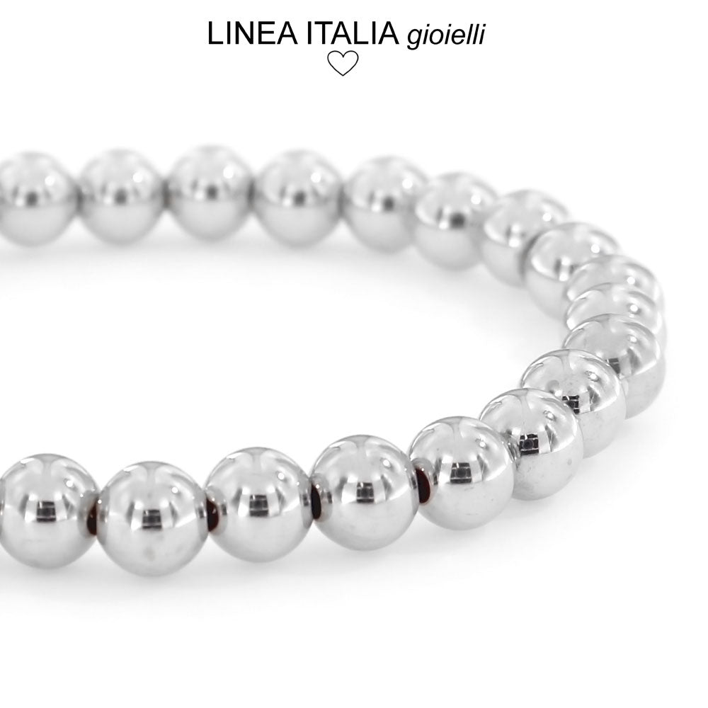 Bracciale Rigido Con Sfere In Argento 925 Regolabile Uomo E Donna - Palline Made In Italy, Ipoallergenico, Lunghezza 16-20 Cm