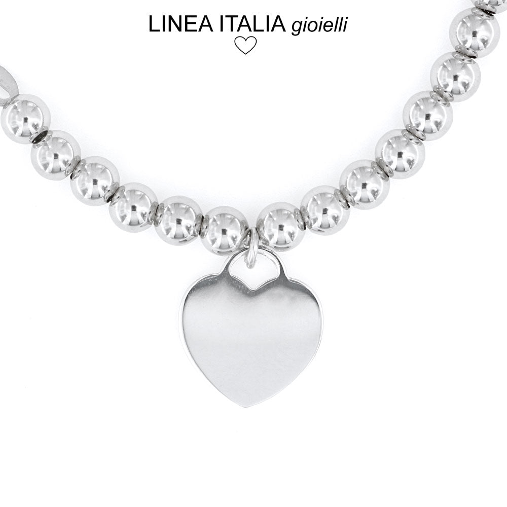 Bracciale con palline e ciondolo cuore argento - BR0005AG | linea Italia