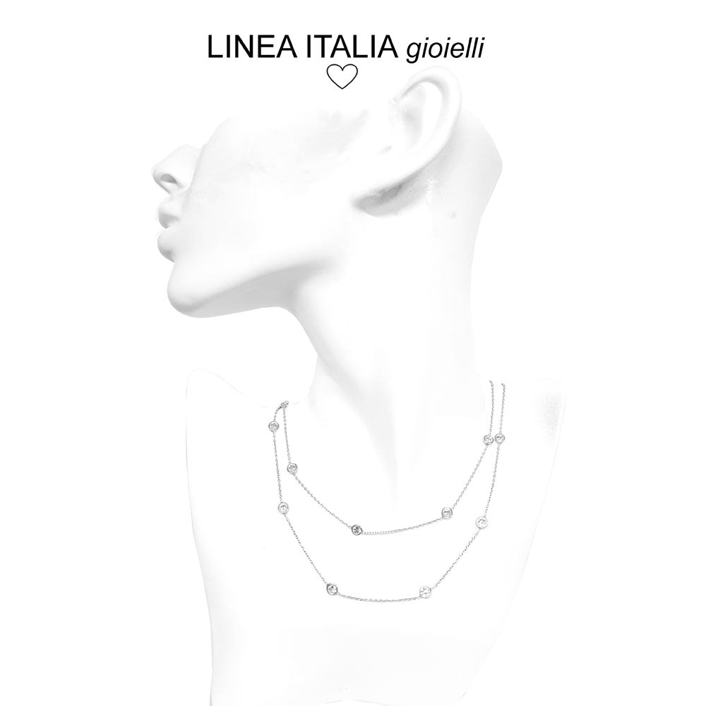 Collana lunga in argento con punto luce - Misura 88 cm. | linea Italia