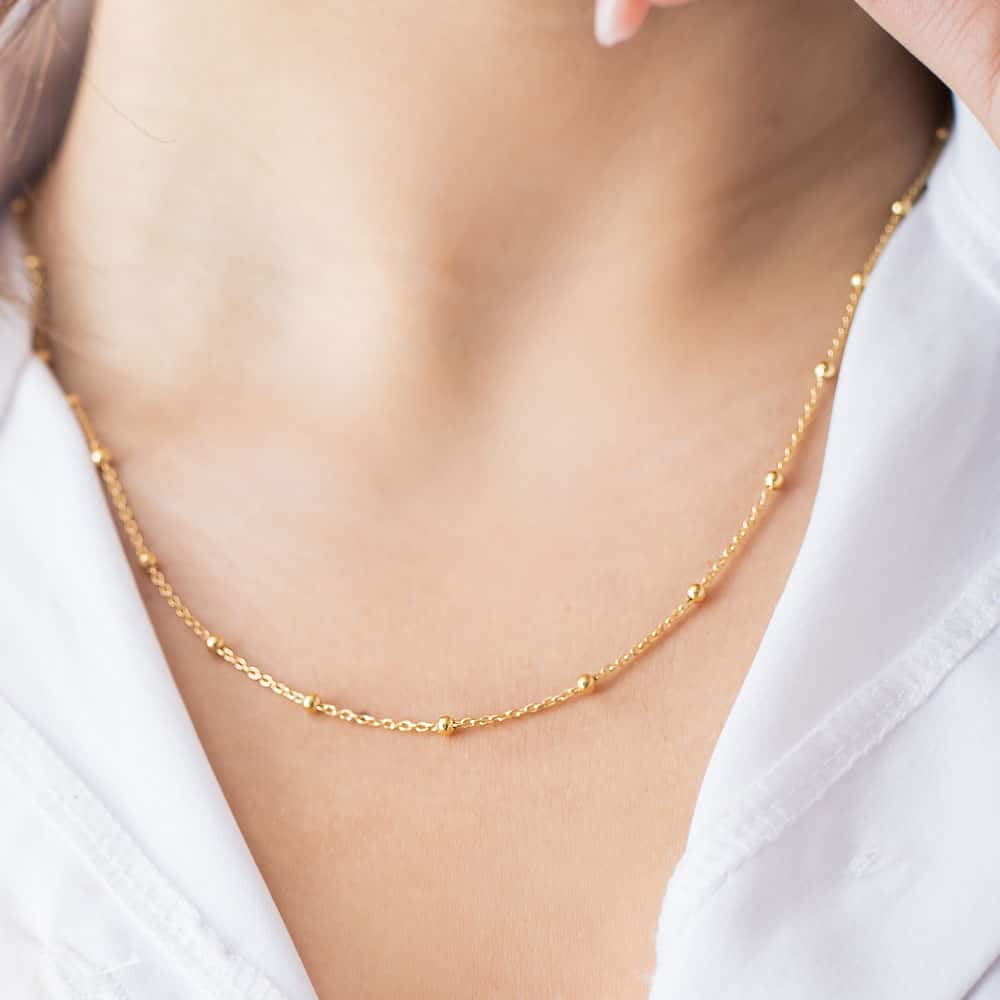 Collana Con Perline Di Perle E Ciondolo A Fiore In Acciaio Inossidabile Placcato Oro 18K - FGS All'ingrosso Per Il Tuo Negozio - Foto 12