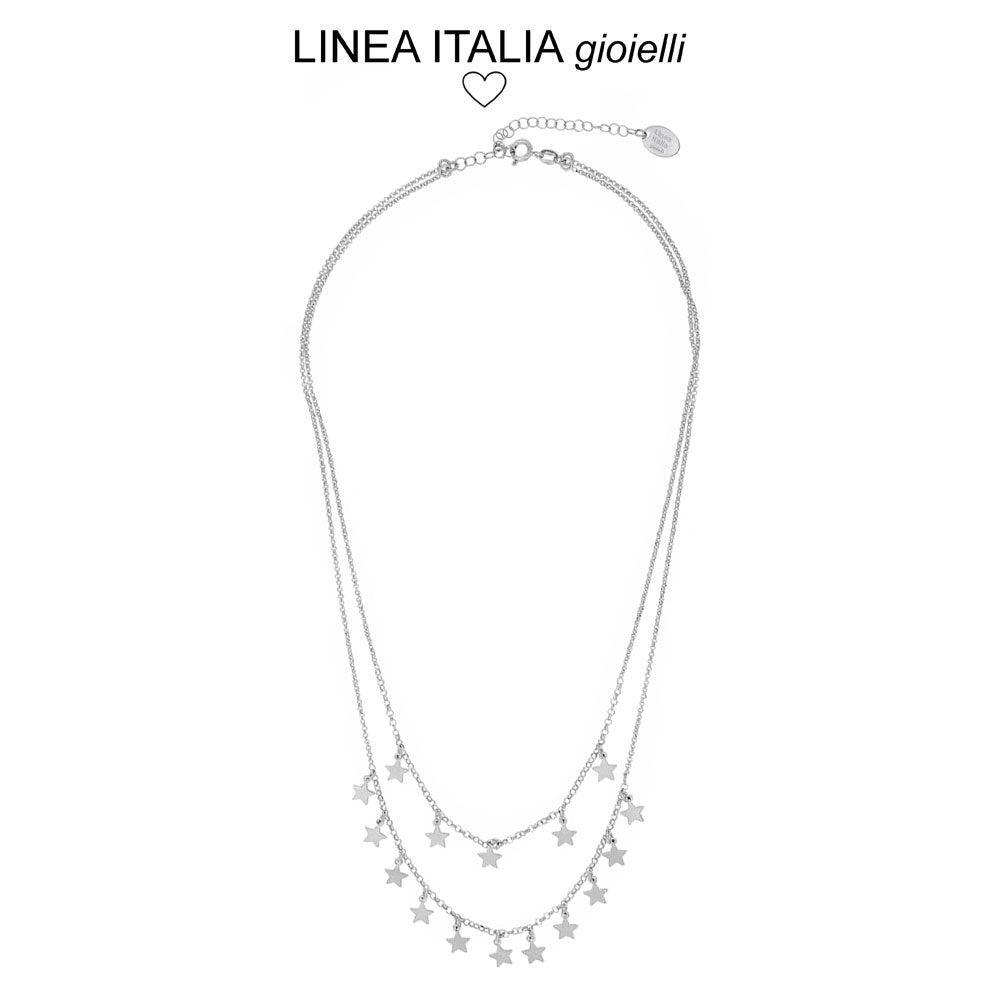 Collana 16 Stelle pendenti doppio filo in argento CL0002AG | linea Italia