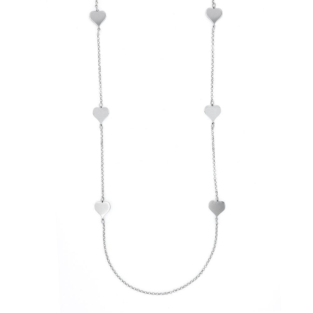 Collana 6 Cuori in argento - Misura 90 cm | linea Italia