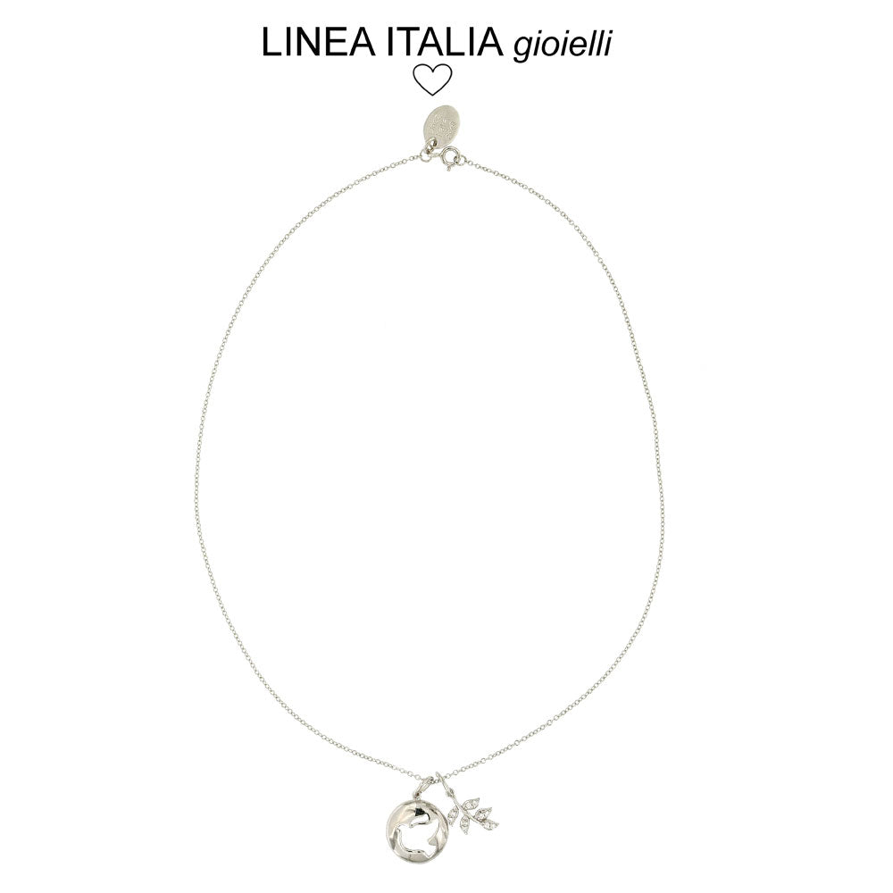 Collana con ciondolo colomba in argento e zirconi | linea Italia