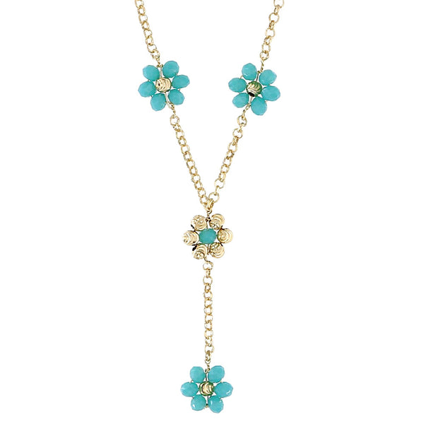 Collana Donna Con Ciondolo Fiore E Zirconi In Argento Sterling