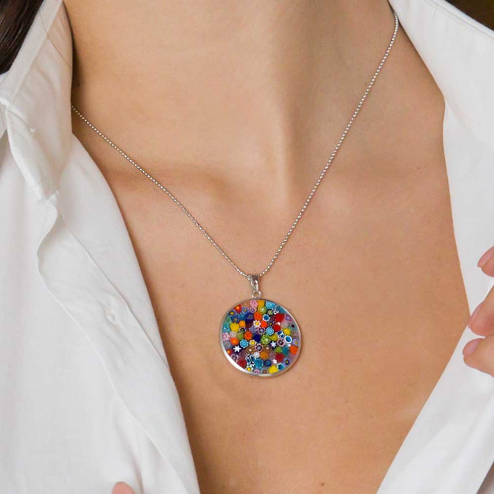 Woman Necklace With Murrina Pendant In Original Murano Glass And 925 S woman-necklace-with-murrina-pendant-in-original-murano-glass-and-925-s