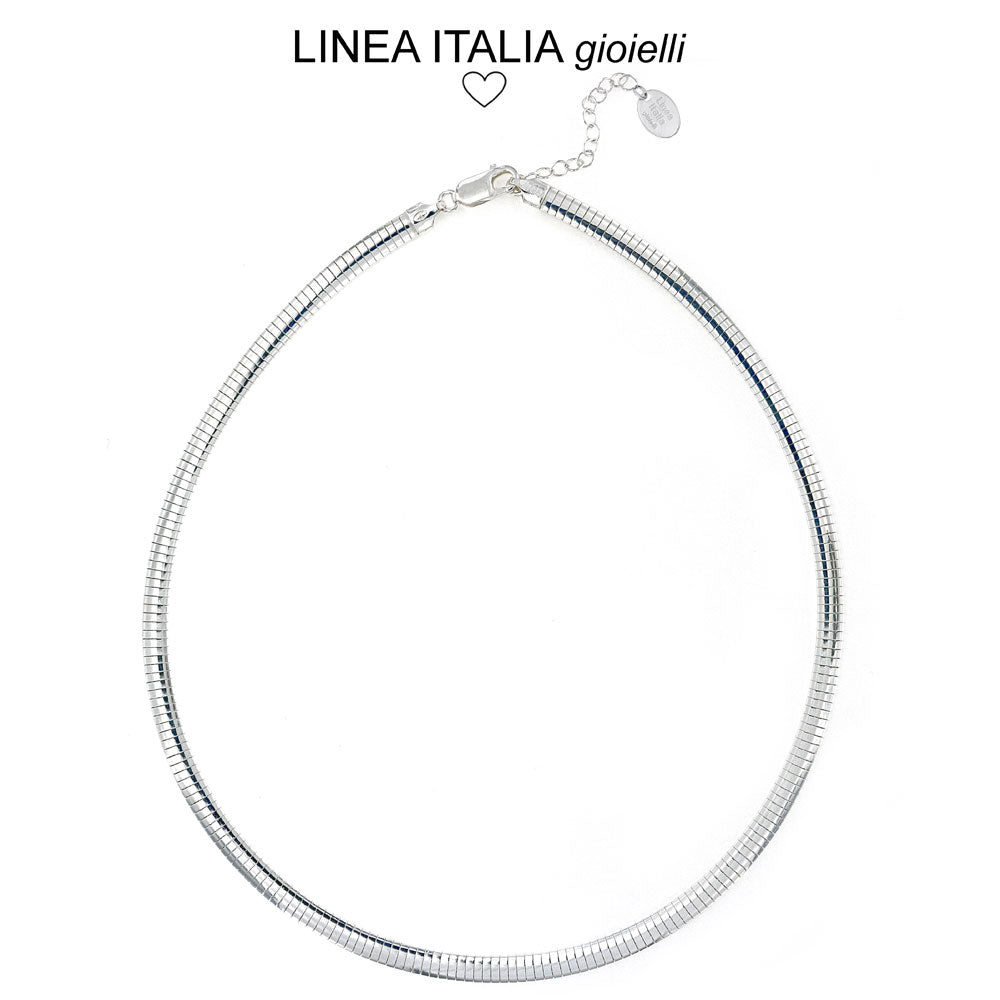 Girocollo donna rigido in argento rodiato | linea Italia