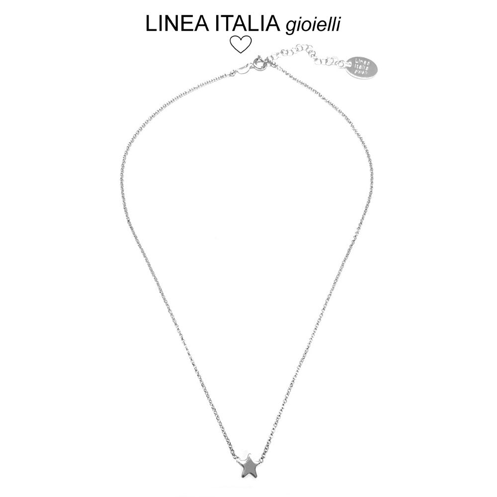 Girocollo con ciondolo stella piatta in argento rodiato | linea Italia