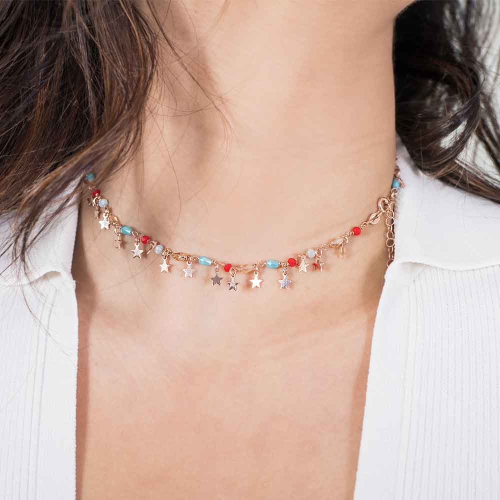 Collana perline acriliche tonalità rosa con nome - Gioielli - Coll Collana perline acriliche tonalità rosa con nome - Gioielli - Coll