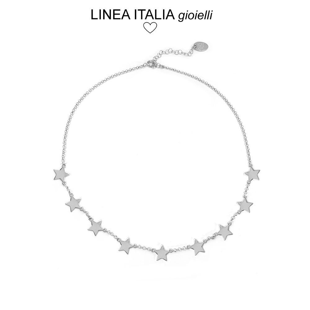 Girocollo donna con 9 Stelline in argento rodiato | linea Italia