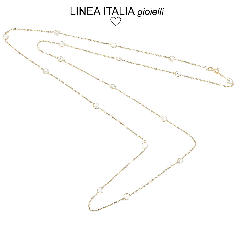 Collana lunga in argento 925 colore oro con punti luce | linea Italia
