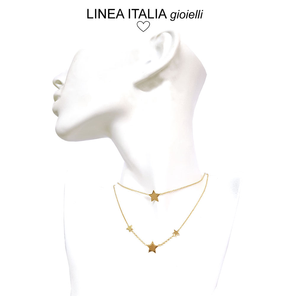 Collana doppio filo con Stelline in argento placcato Oro Giallo | linea Italia