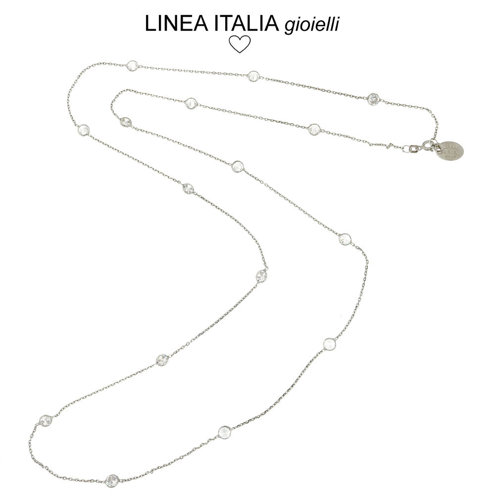 Collana lunga in argento con punto luce - Misura 88 cm. | linea Italia