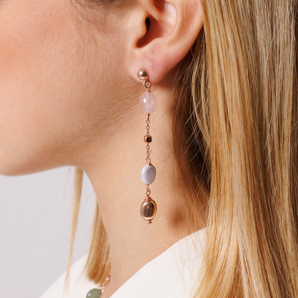 Orecchini in oro rosa 18 kt. con ametista | Gioielleria Bagnoli Milano Orecchini in oro rosa 18 kt. con ametista | Gioielleria Bagnoli Milano