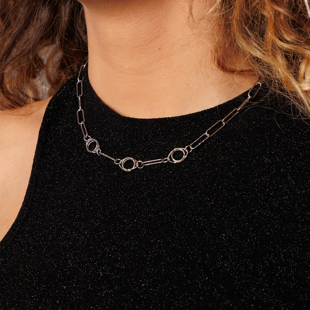 Collana catena maglia clip carta 4,5 mm LeCalla argento sterling 925 Collana catena maglia clip carta 4,5 mm LeCalla argento sterling 925