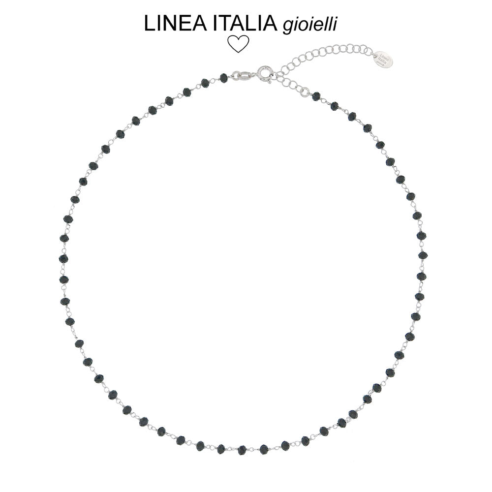 Girocollo tubo in argento Pelle nera e collana girocollo Girocollo tubo in argento Pelle nera e collana girocollo