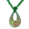 Collana con pendente in vetro di Murano a goccia verde
