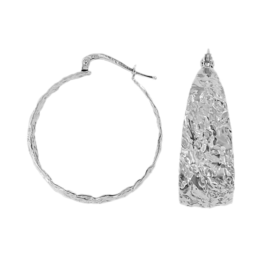 Orecchini a Cerchio Martellato in Argento 925 - Design Moderno e Artigianale - Stile Elegante e Minimal