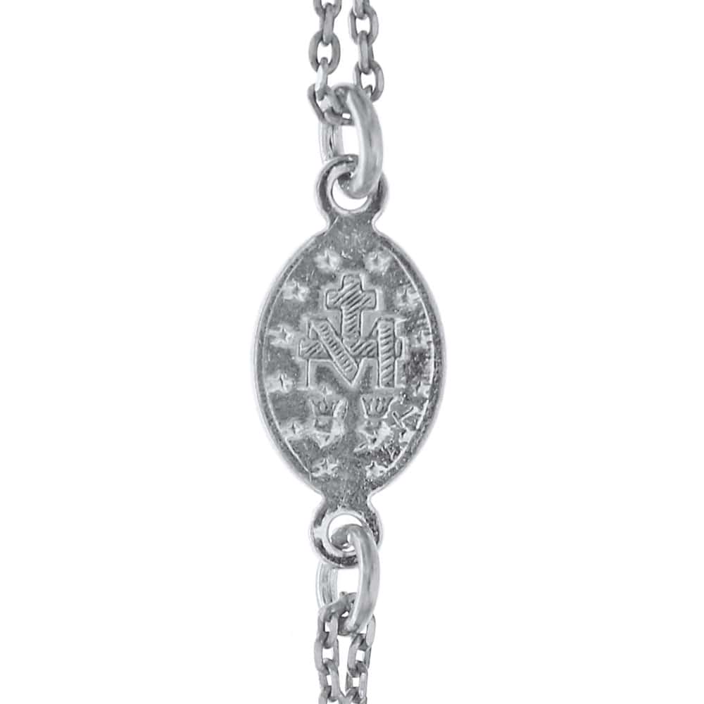Collana Rosario Girocollo Sinfonie In Argento 925: Con Pietre Verdi E Medaglietta Madonna, 47 Cm, Made In Italy