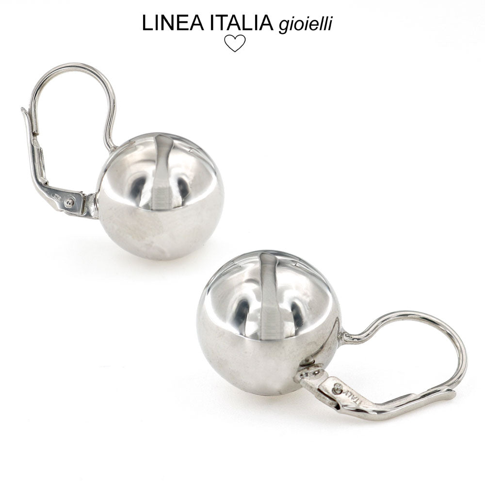 Orecchini Monachella con sfera argento - Misura 14 mm | linea Italia