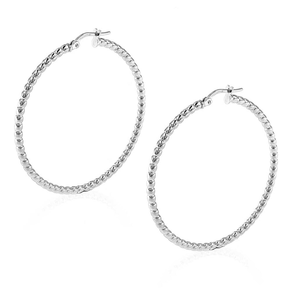 Philip Jones Orecchini A Cerchio Da 40 Mm, Placcati In Argento, Finitura Lucida, Chiusura A Farfalla, Ipoallergenici, In Sacchetto Regalo