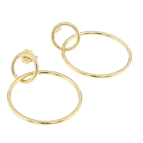 Orecchini Pendenti Cerchio Argento 925 Placcato Oro Giallo 18 KT Turchese E Bachelite - Foto 3