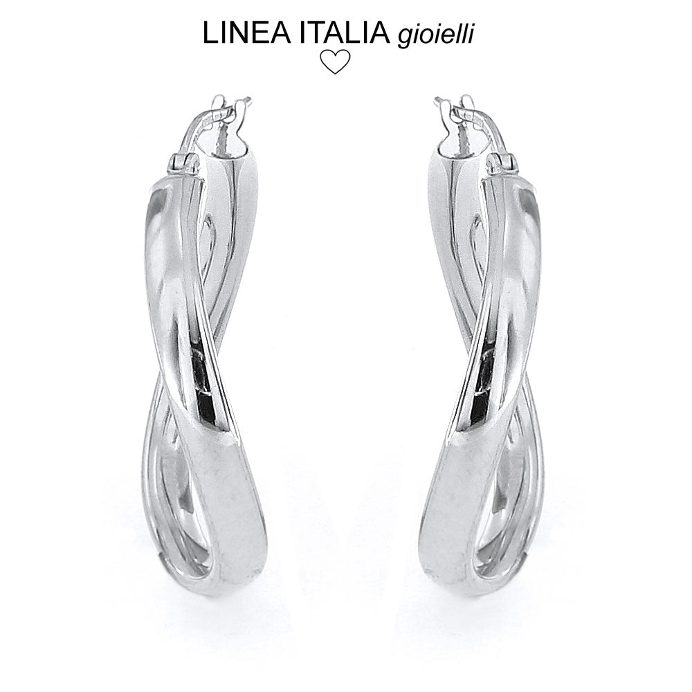 SILVEGO Orecchini A Cerchio In Argento 925 – Larghi 7 Mm, Rodiati, Chiusura A Molla, In Scatola Regalo