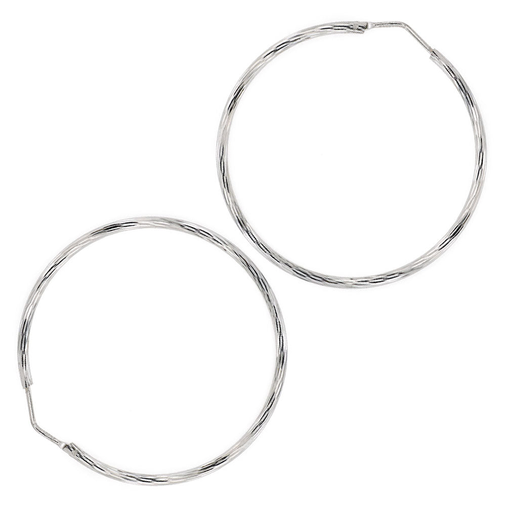 Orecchini cerchio in argento torchon - Misura grande 55 mm | linea Italia