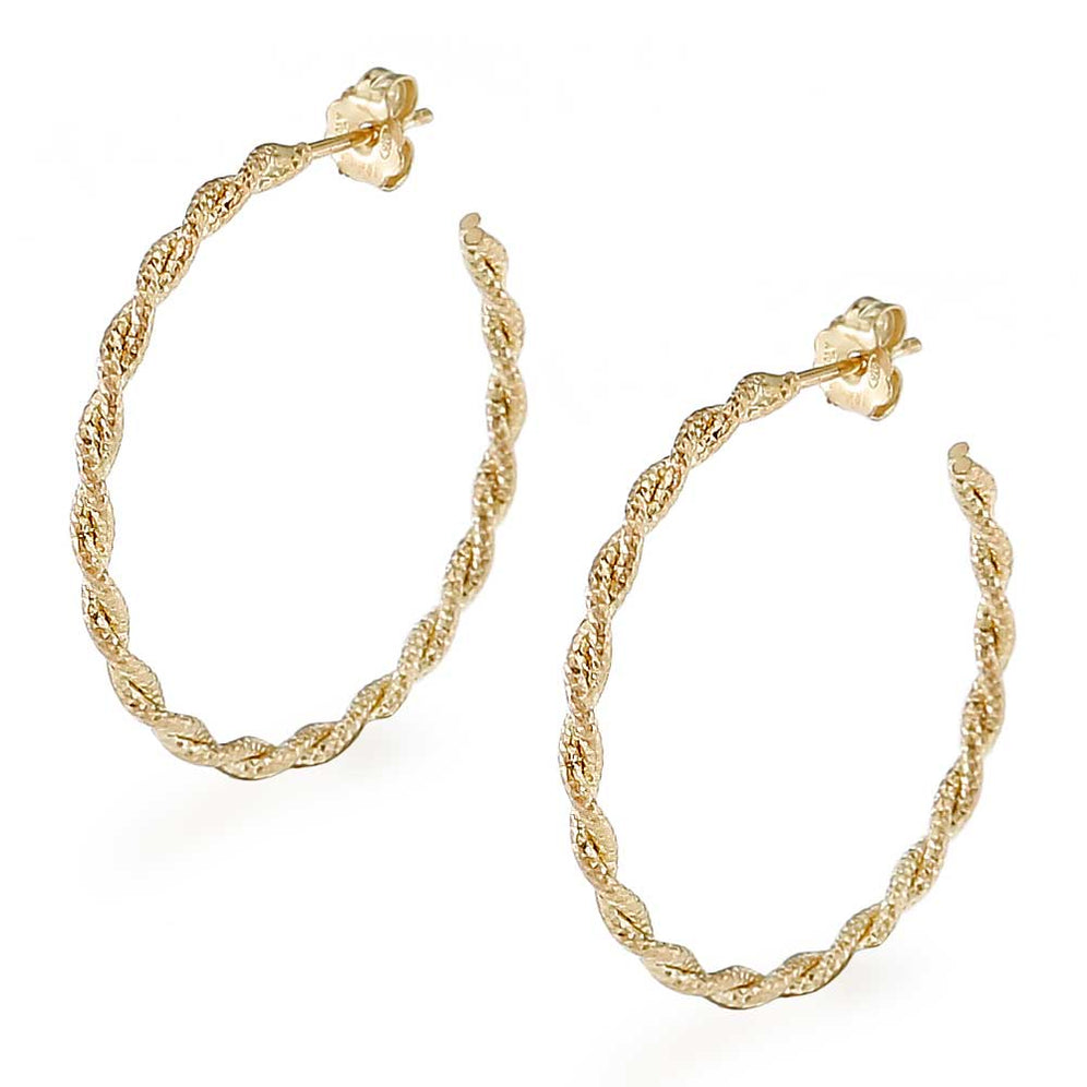 Orecchini A Cerchio Tubolare ø 42 Mm Con Chiusura A Ponte Placcati Oro Giallo In Argento 925 - Foto 11