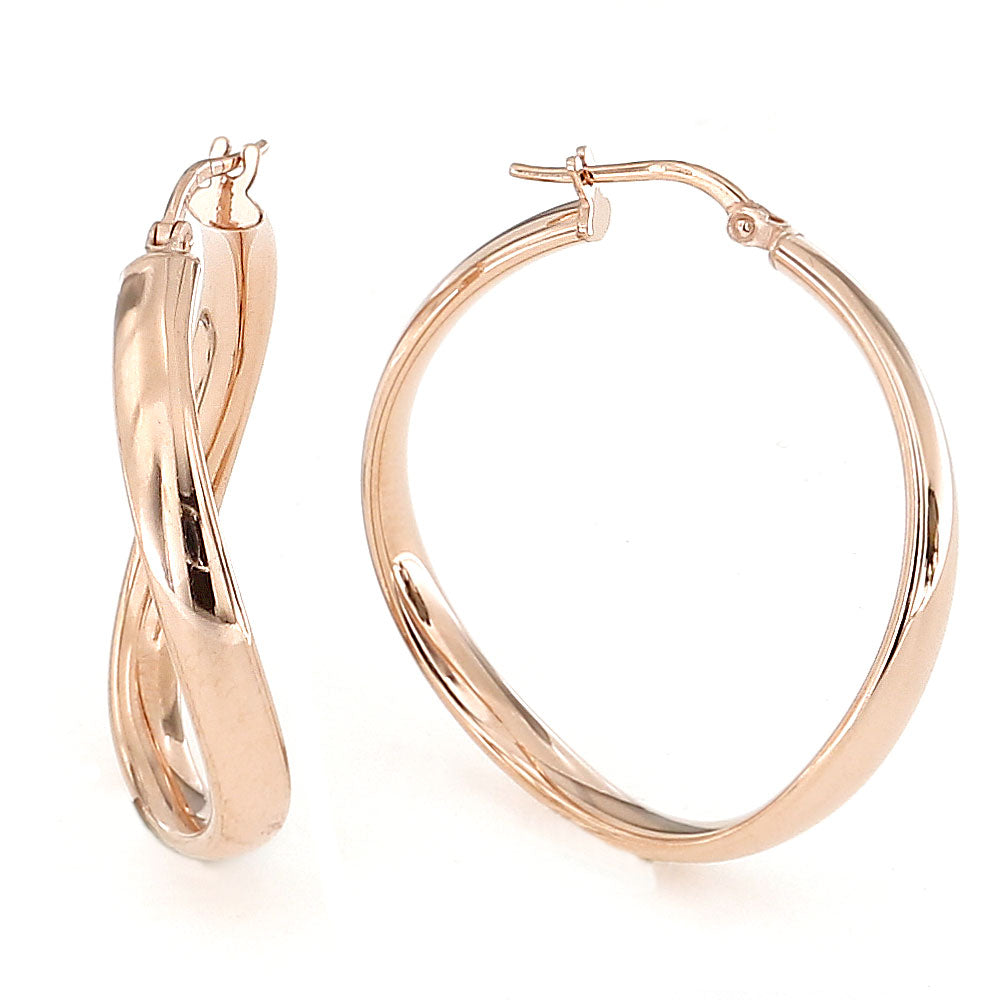 925 Sterline D'argento Cerchio Orecchini Oro Rosa Placcato - Foto 13