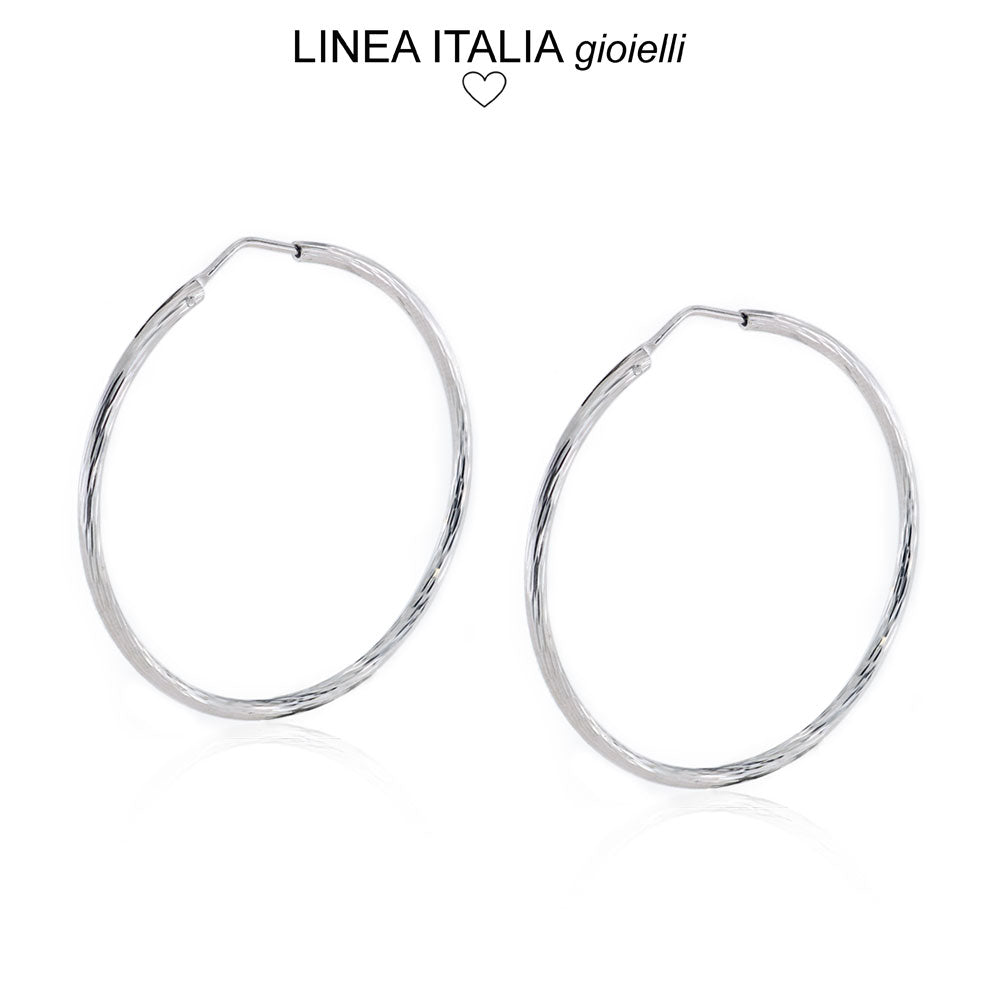 Orecchini argento da donna a cerchio torchon - Misura piccola 30 mm | linea Italia