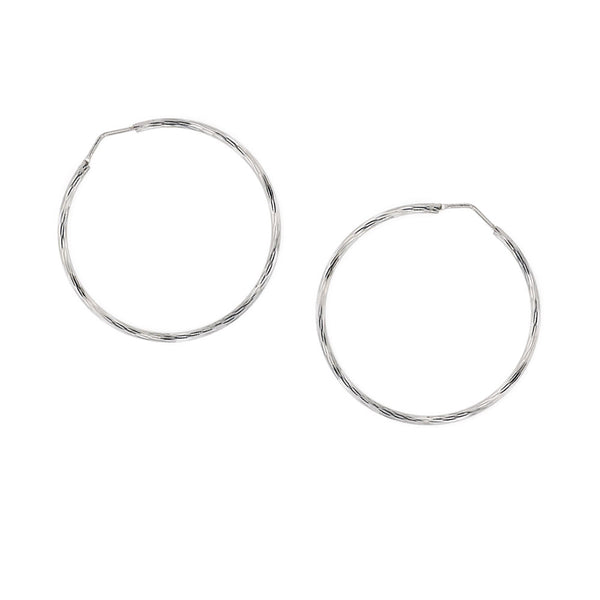 Orecchini argento da donna a cerchio torchon - Misura piccola 30 mm | linea Italia