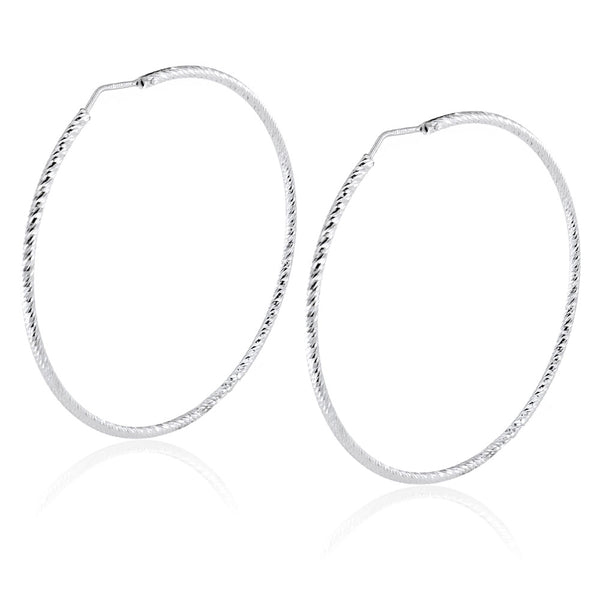 Orecchini Cerchio 65 mm Diamantati in Argento 925 Orecchini Cerchio 65 mm Diamantati in Argento 925