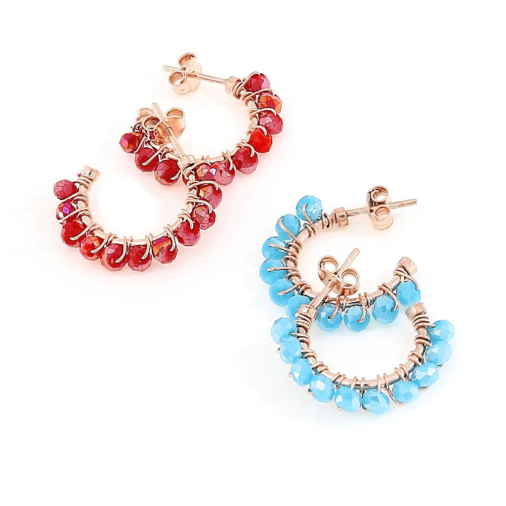 Orecchini Fiore in Argento e Argento dorato con Pietre colorate e zirconi Orecchini Fiore in Argento e Argento dorato con Pietre colorate e zirconi