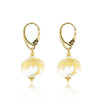 Orecchini con pendente a sfera Bianca in vetro di Murano e Foglia Oro | linea Italia