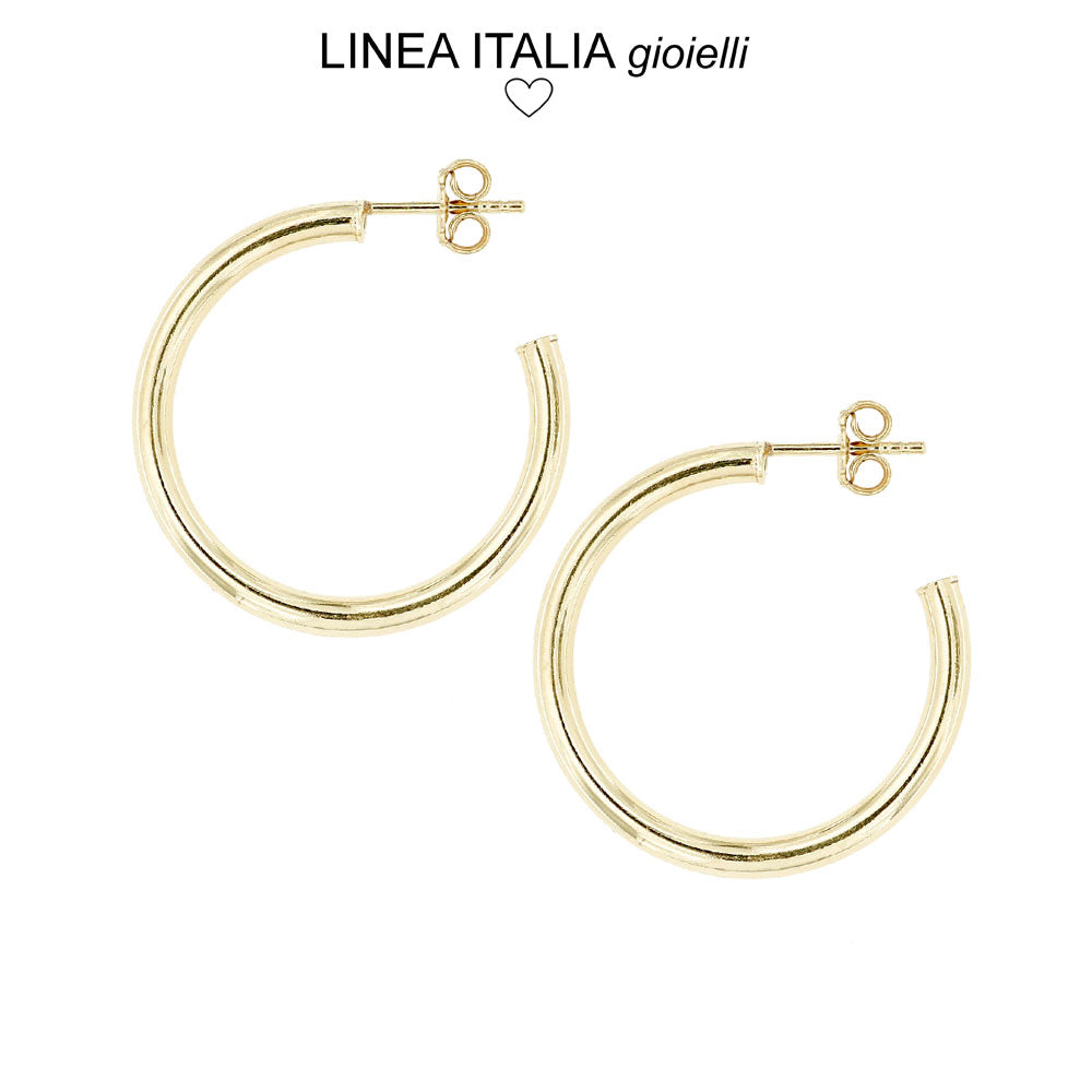 Orecchini cerchio aperto in argento placcato oro giallo - Misura 30mm | linea Italia