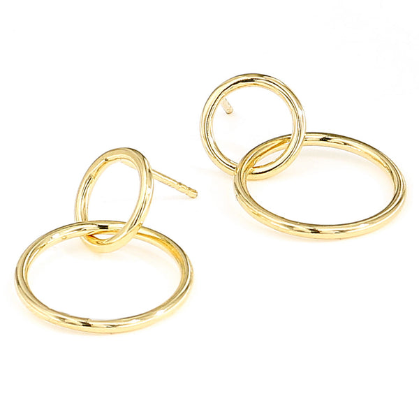 Orecchini A Cerchio Intrecciati Placcati Oro - 20 Mm - Design Contemporaneo E Minimal