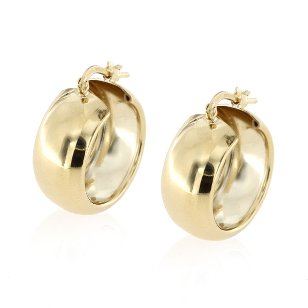 Orecchini A Cerchio Grossi Placcati Oro 14K, Ovale, Modello Huggie, 30x23 Mm