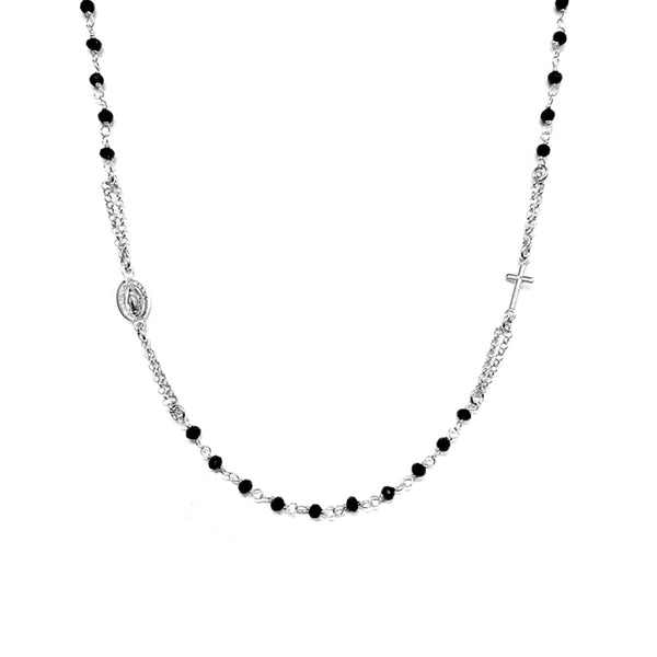 Collana rosario in argento 925 e pietre Nere | linea Italia
