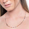 Collana rosario pietre colorate indossata