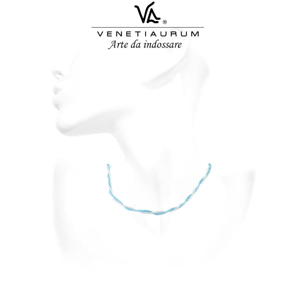 Collana Sottile con Perline in Vetro color Argento e Azzurro e Argento – Linea Italia gioielli Collana Sottile con Perline in Vetro color Argento e Azzurro e Argento – Linea Italia gioielli